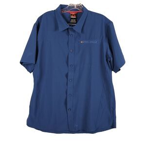 Gerry Woven Shirt Size M Blue Men's Short Sleeve Rip Stop Outdoors Fishing